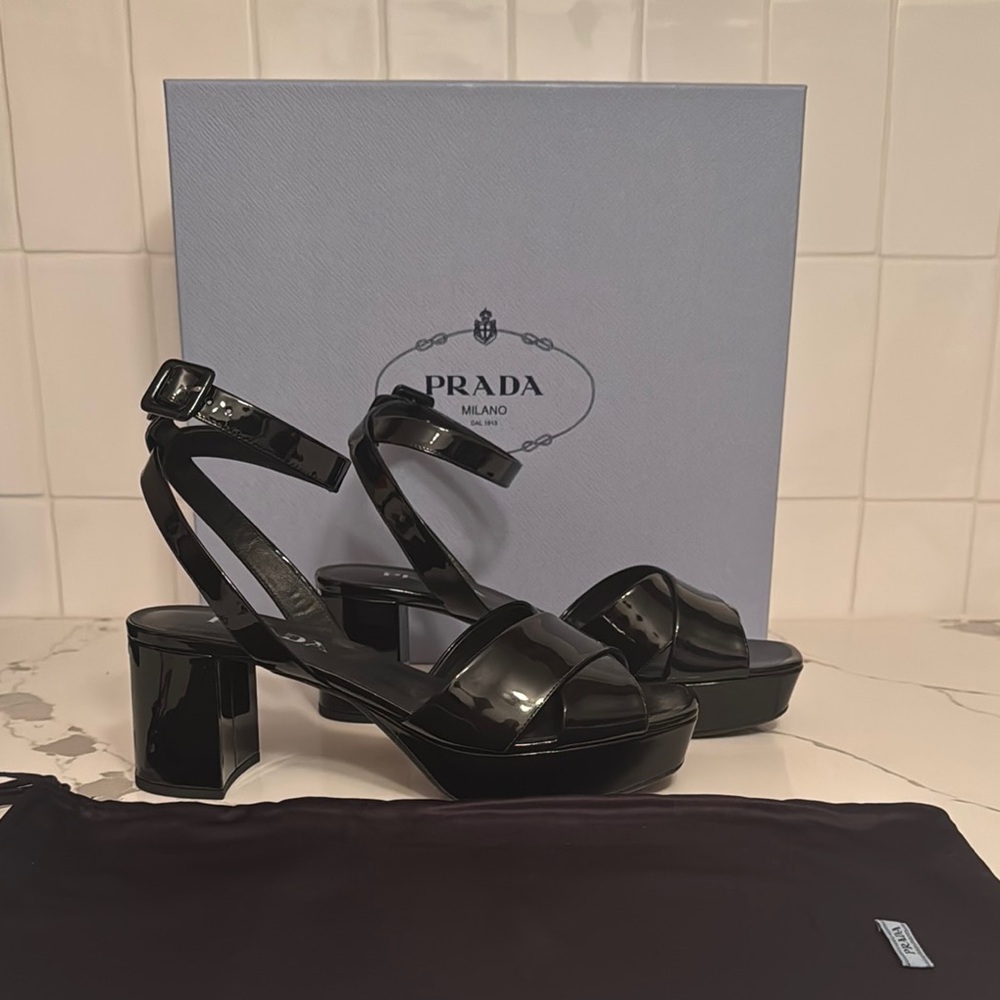 Prada Black Platform Shoes with Chunky Heel - Calzature Donna